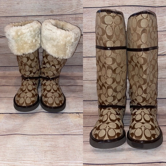 Coach Shoes - Coach Fur Lined Tall Boots A7266 Nikole 7B Size 8